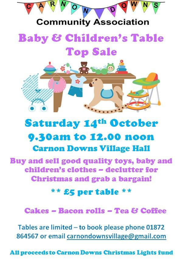 Table Top Sale Carnon Downs Village Hall